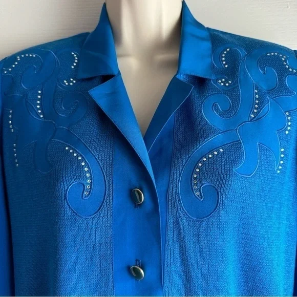 Phillipe Marques Satin Jeweled Knit Top - Picture 3 of 8